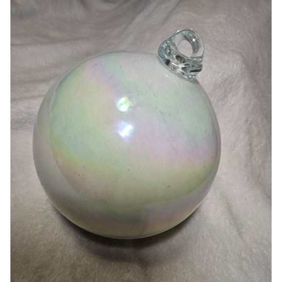 Pearl Other - Christmas Ornament Hand Blown Glass Iridescent Angel Aura Glass Loop Pearl Heavy